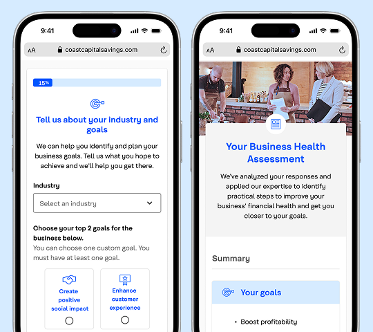 Screenshot of Business MoneyBuilder interface on a mobile device