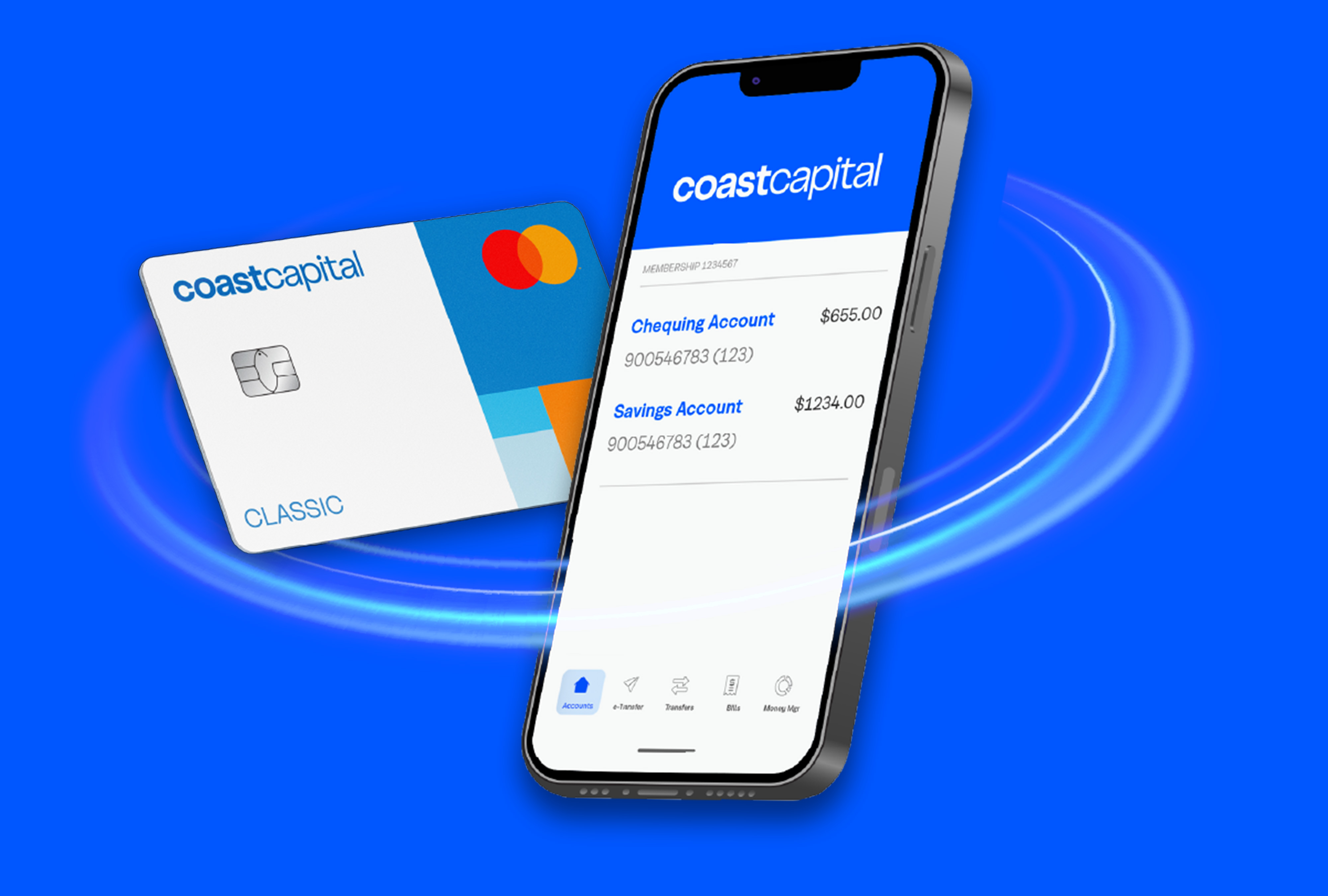 Illustration of mobile device and Coast Capital Mastercard