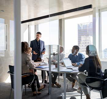 People having a meeting at conference table
